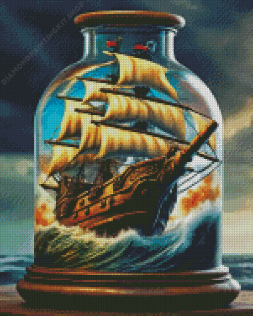 Pirate Ship In Bottle Diamond Painting