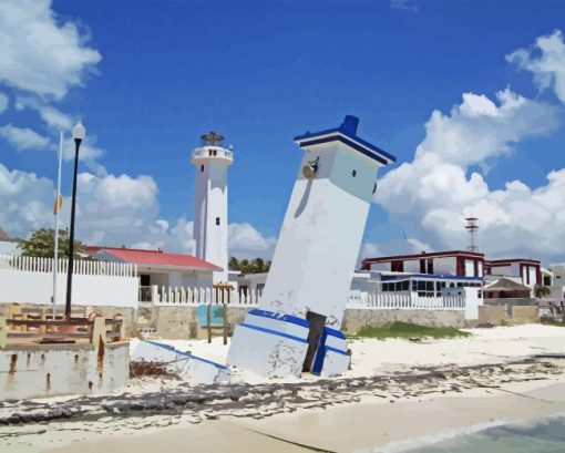 Puerto Morelos Lighthouse Diamond Painting