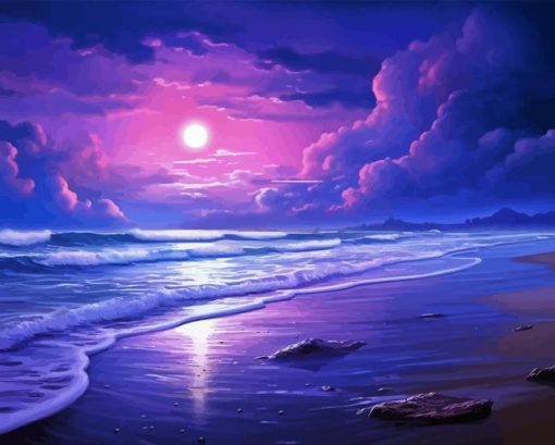 Purple Beach Diamond Painting