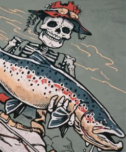 Skull and Steelhead Fish Diamond Painting