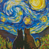 Starry Night Cat Diamond Painting