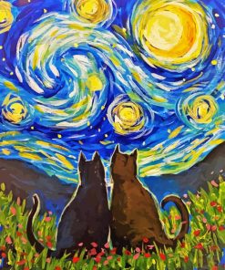 Starry Night Cat Diamond Painting