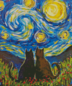 Starry Night Cat Diamond Painting