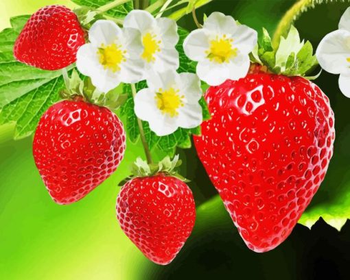 Strawberries Garden and Flowers Diamond Painting