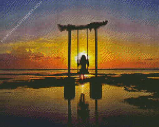 Swing Sunset Silhouette Diamond Painting