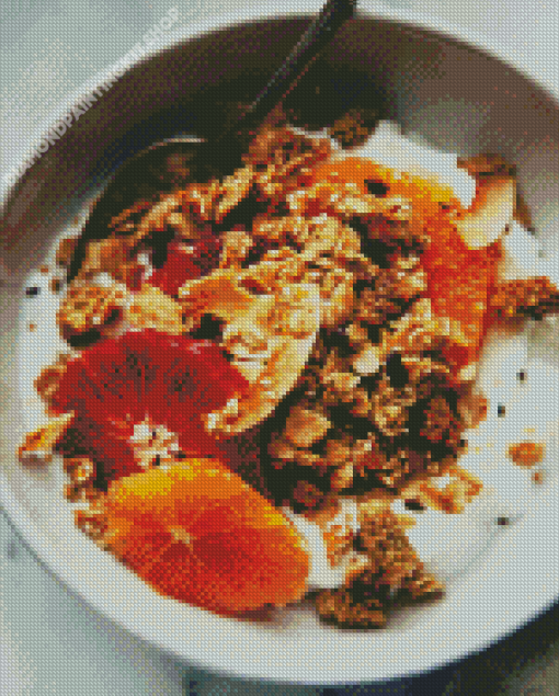 Tahini Granola with Orange Diamond Painting