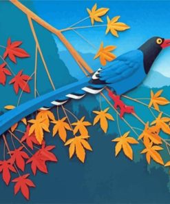 Taiwan Blue Magpie on Branch Diamond Painting