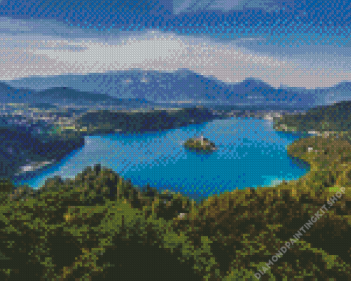 The Blue Lake Bled Diamond Painting