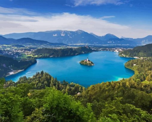 The Blue Lake Bled Diamond Painting