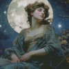 Victorian Girl and Moon Diamond Painting