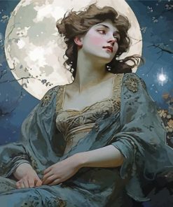 Victorian Girl and Moon Diamond Painting