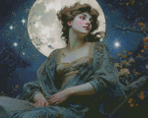 Victorian Girl and Moon Diamond Painting