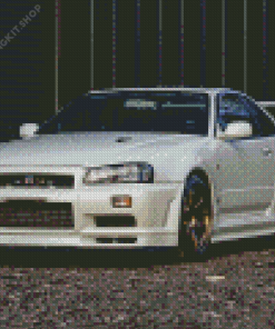 White Nissan Skyline Gtr R34 Diamond Painting