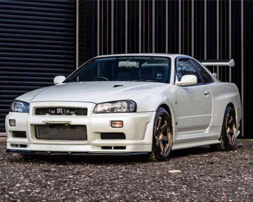 White Nissan Skyline Gtr R34 Diamond Painting