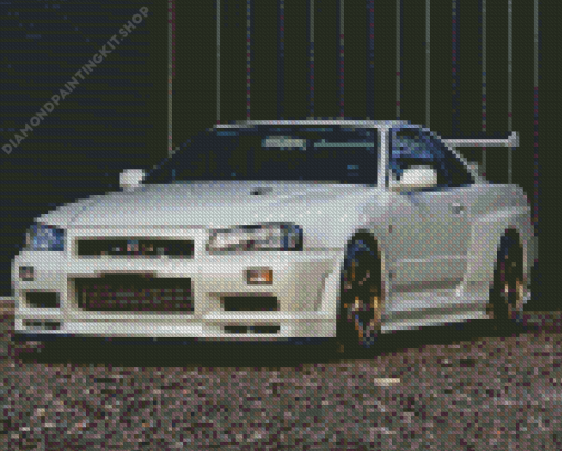 White Nissan Skyline Gtr R34 Diamond Painting