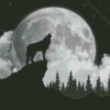 Wolf With Moon Diamond Painting