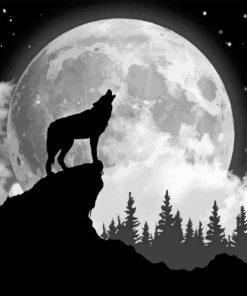 Wolf With Moon Diamond Painting