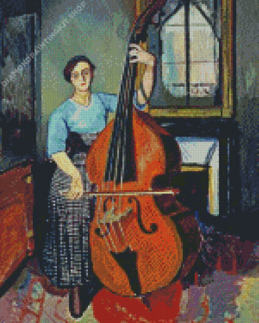 Woman With A Double Bass Diamond Painting