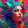 Woman in Colorful Headdress Diamond Painting