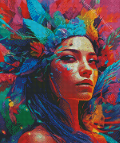 Woman in Colorful Headdress Diamond Painting