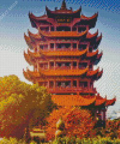 Yellow Crane Tower Diamond Painting