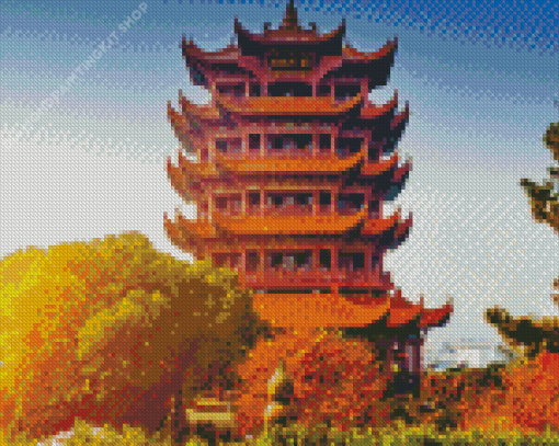 Yellow Crane Tower Diamond Painting