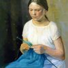 Young Girl Knitting Diamond Painting