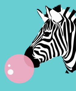 Zebra with Bubble Gum Diamond Painting