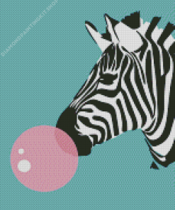 Zebra with Bubble Gum Diamond Painting