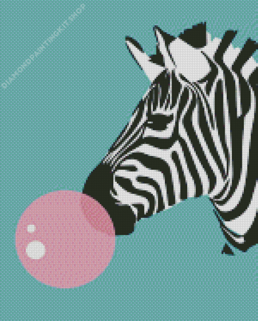 Zebra with Bubble Gum Diamond Painting