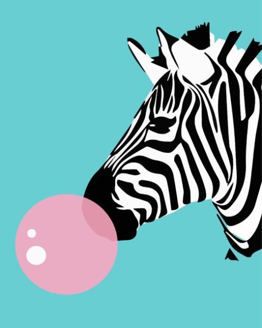 Zebra with Bubble Gum Diamond Painting