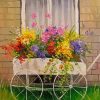 Abstract Cart with Flowers Diamond Painting