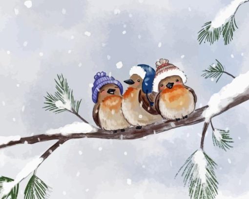 Adorable Birds and Snow Diamond Painting