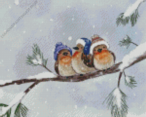 Adorable Birds and Snow Diamond Painting