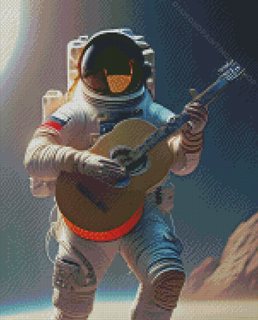 Astronaut with Guitar Diamond Painting