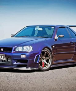 Blue R34 Skyline Gtr Car Diamond Painting