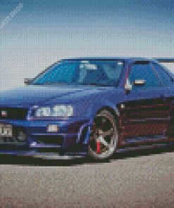 Blue R34 Skyline Gtr Car Diamond Painting