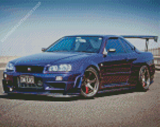 Blue R34 Skyline Gtr Car Diamond Painting