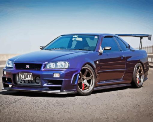 Blue R34 Skyline Gtr Car Diamond Painting