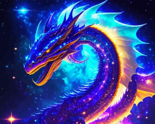 Blue Galaxy Dragon Diamond Painting