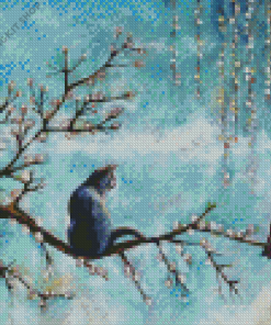 Cat And Crow Diamond Painting