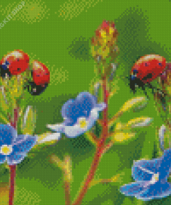 Ladybugs And Flowers Diamond Painting