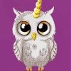 Owl with Unicorn Horn Diamond Painting