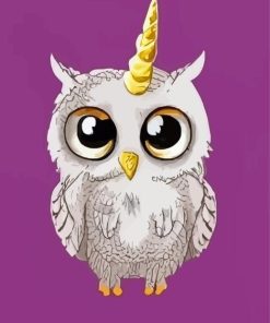 Owl with Unicorn Horn Diamond Painting