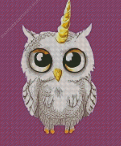 Owl with Unicorn Horn Diamond Painting