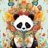 Panda With Flowers Diamond Painting