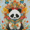 Panda With Flowers Diamond Painting