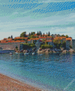 Sveti Stefan Town Diamond Painting