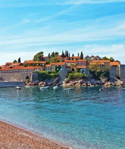 Sveti Stefan Town Diamond Painting