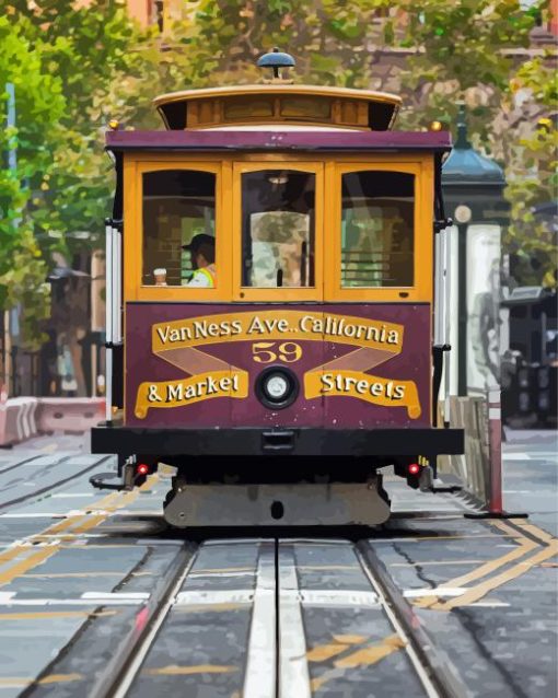 Vintage Cable Cars in San Francisco Diamond Painting